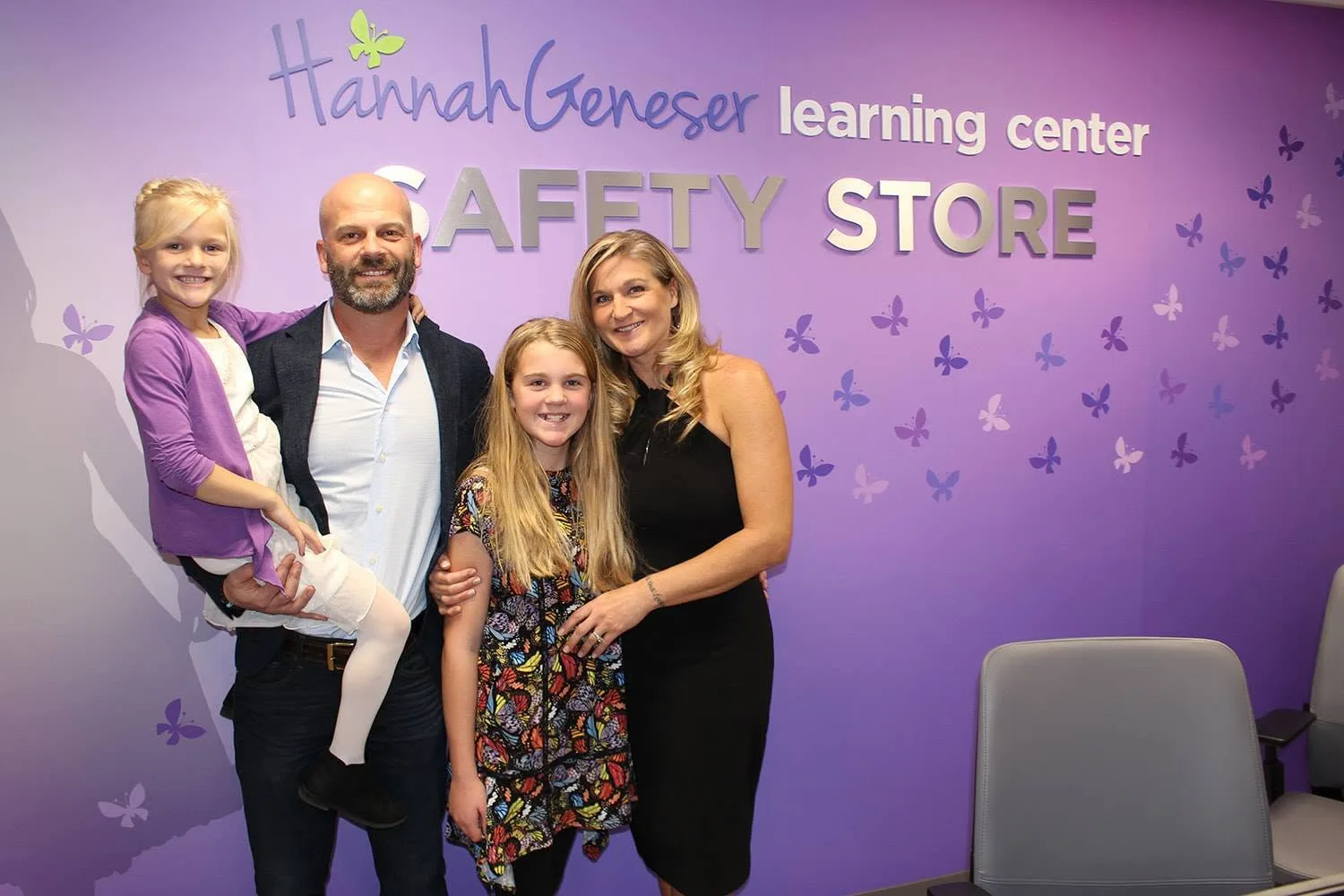 The Geneser family at the Hannah Geneser Learning Center & Safety Store.